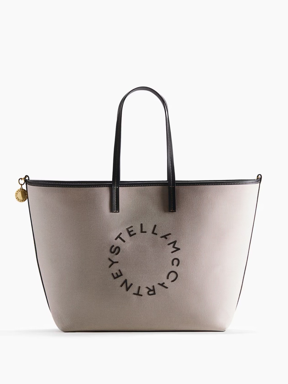 Stella McCartney H&M Beige Tote with Black Trim and Gold Charm